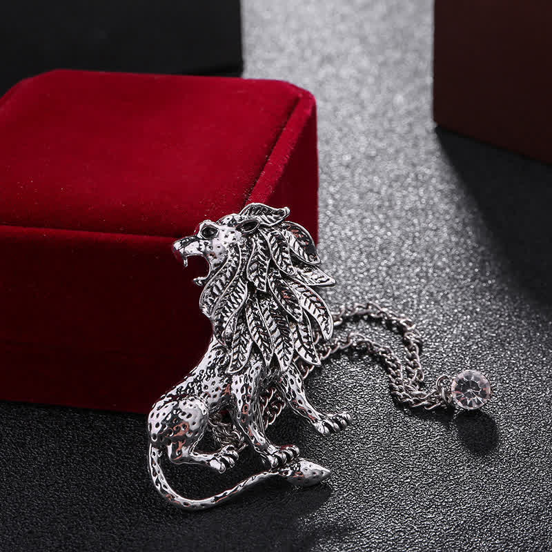 Broche de cadena con león dominante para hombre