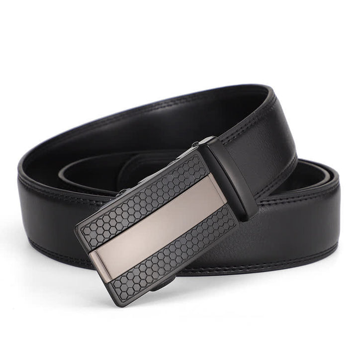 Cinturón de cuero con trinquete y hebilla deslizante elegante para hombre