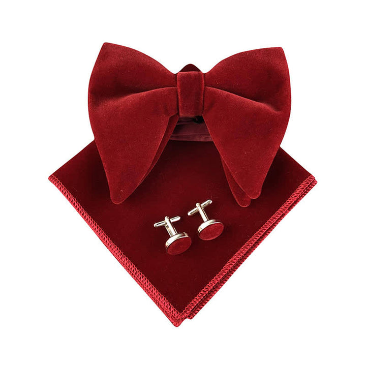 Conjunto de 3 pajaritas de terciopelo de gran tamaño con punta para hombre