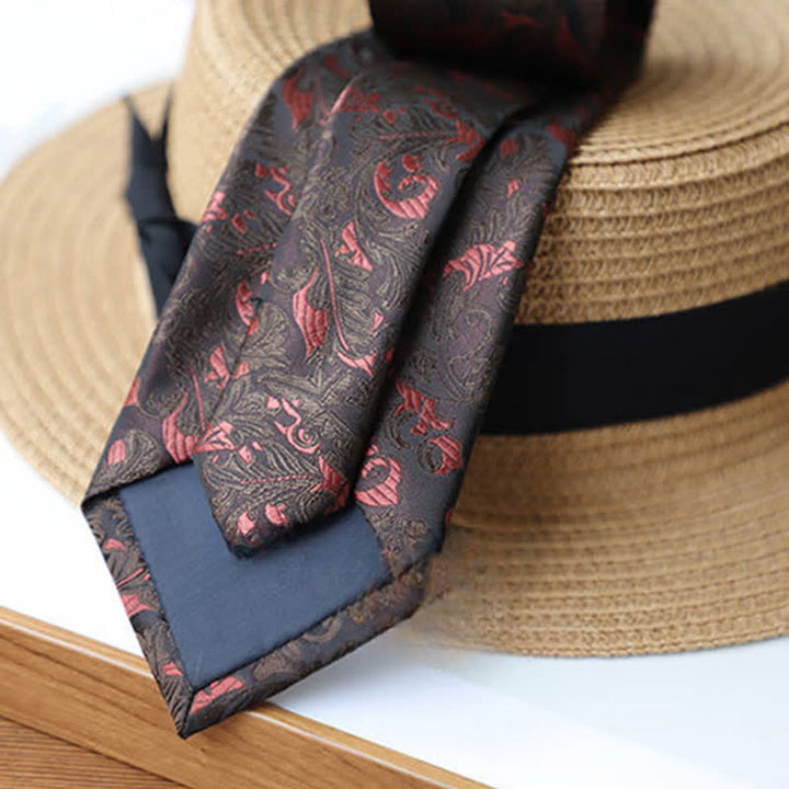 Corbata misteriosa exótica con cardos negros y rojos para hombre