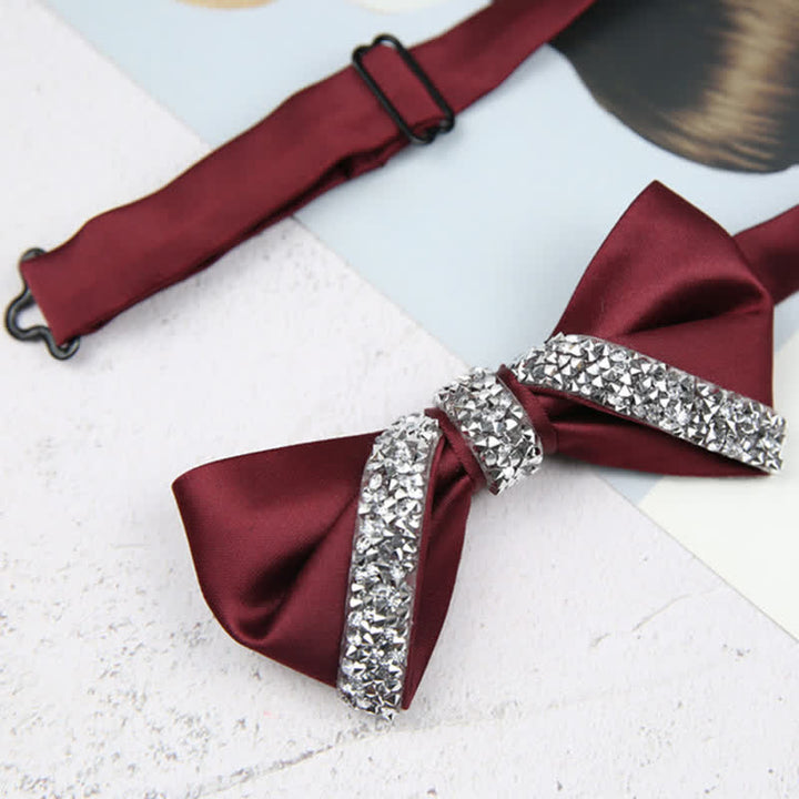 Pajarita de boda con brillantes diamantes de imitación para hombre