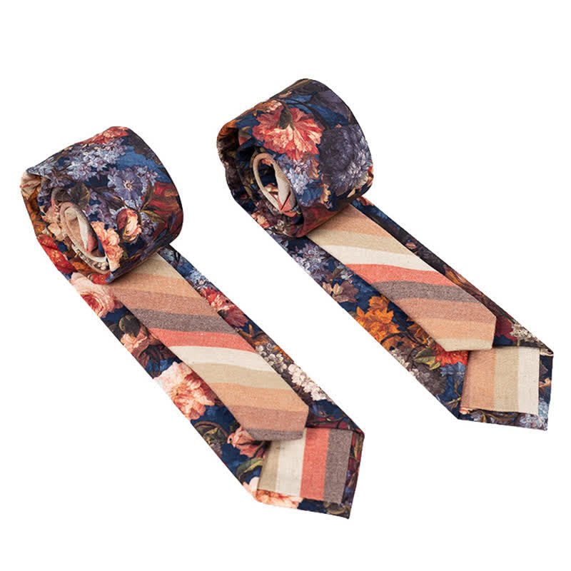 Corbata de hombre con diseño de patchwork floral y cuadros escoceses