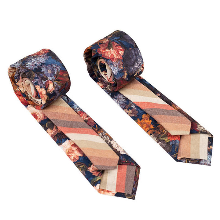 Corbata de hombre con diseño de patchwork floral y cuadros escoceses