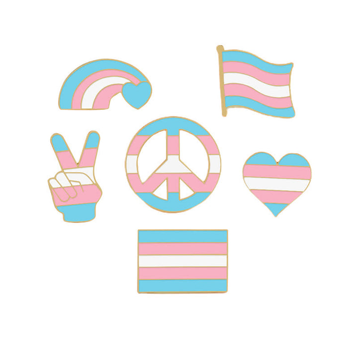 Broche con la bandera del arcoíris rosa y azul del Día del Orgullo, 6 piezas