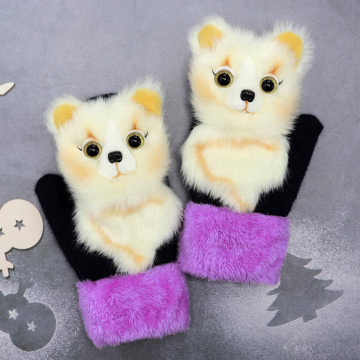 Guantes de mujer con pelo de animalito bonito.