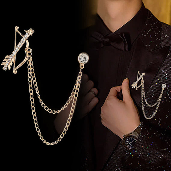 Broche de cadena con flecha de Cupido para hombre