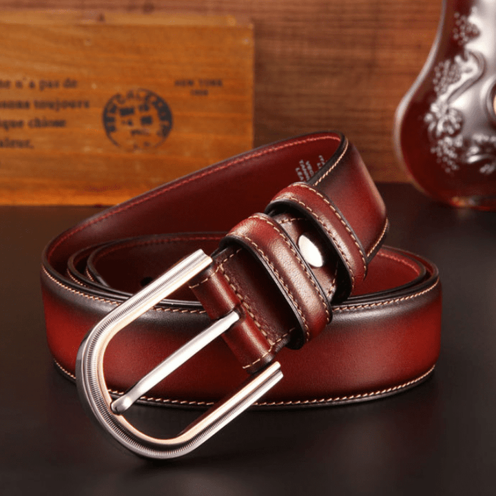 Cinturón de cuero elegante de doble cara estilo retro para hombre