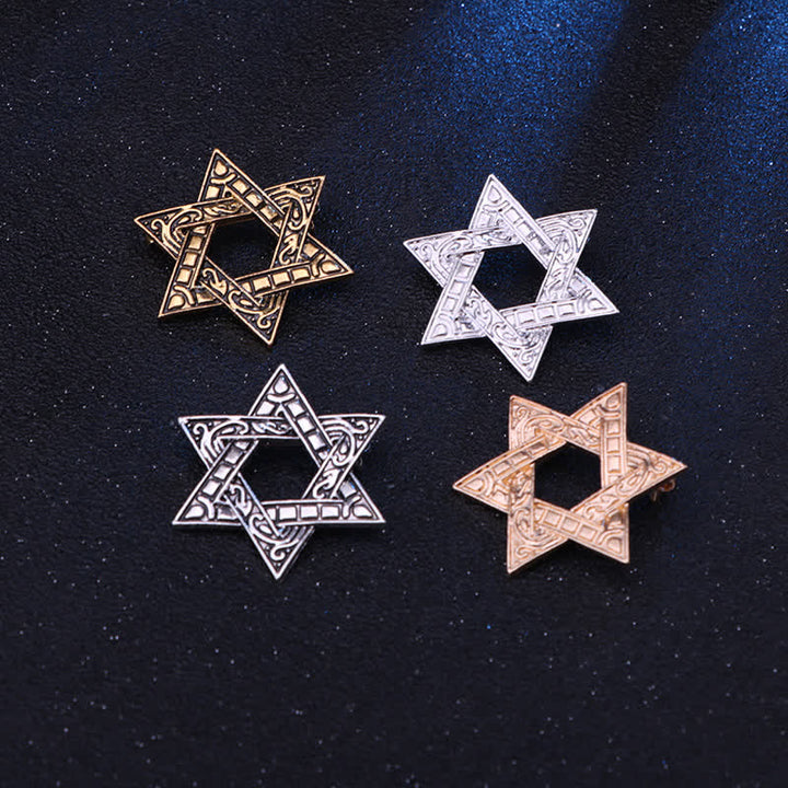 Broche de estrella de David tallado para hombre
