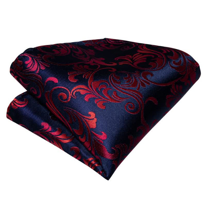 Conjunto de 2 pañuelos de bolsillo con pajarita y estampado floral rojo y azul marino para hombre